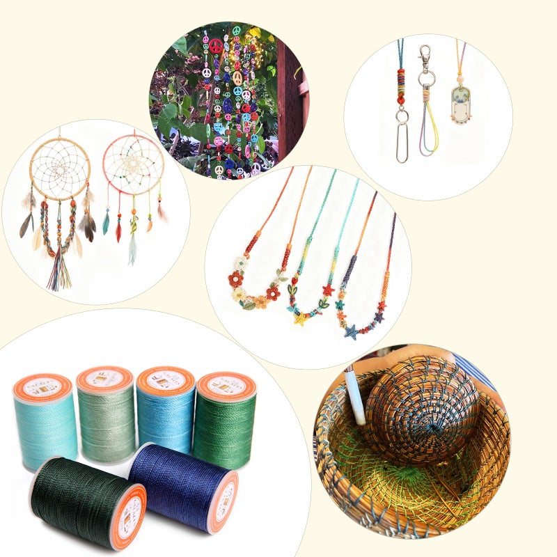FANDOL Waxed Polyester Cord Wax-Coated Strings Waterproof Round Wax Coated Thread for Braided Bracelets DIY Accessories or Leather Sewing (White) - Image 5